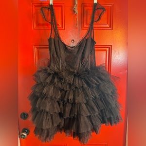 Akira Mercedes Lace Corset Tulle Ruffle Mini Dess